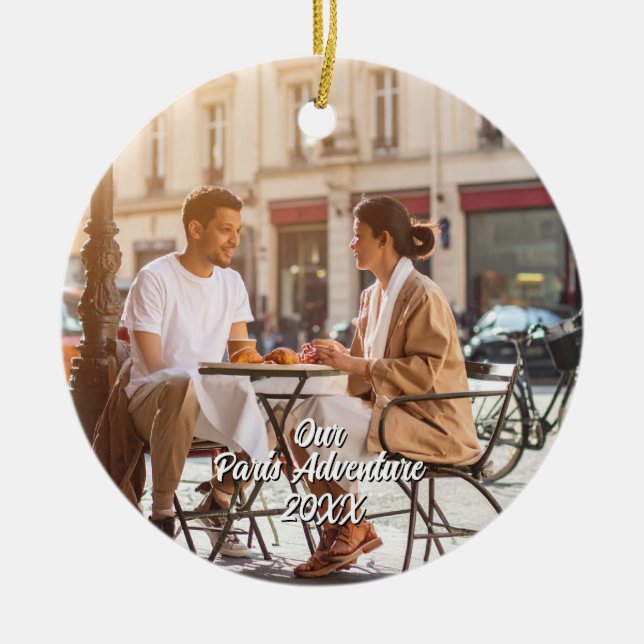 Adorno De Cerámica Custom Paris Travel Photo Christmas Tree (Frente)