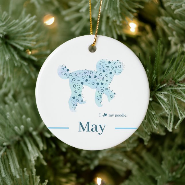 Adorno De Cerámica Custom Pastel Blue Poodle Silhouette customizable (Árbol)