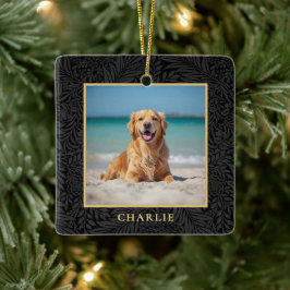 Adorno De Cerámica Custom Pet Name Photo Botanical Holiday