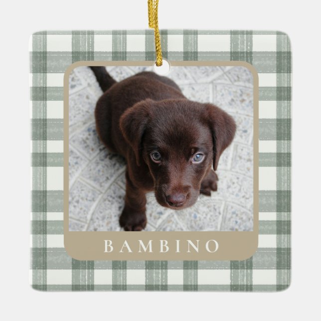 Adorno De Cerámica Custom Pet Photo Christmas Ornament (Anverso)
