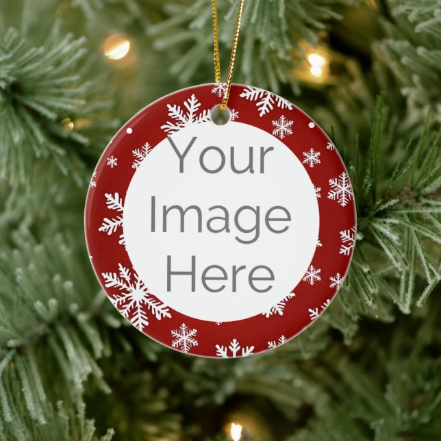 Adorno De Cerámica custom photo christmas snow  (Árbol)