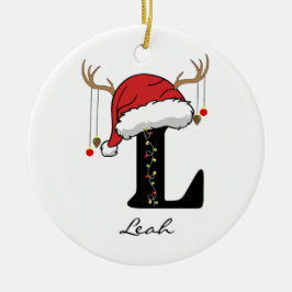 Adorno De Cerámica Custom Santa Monogram Ornament for Friends & Moms