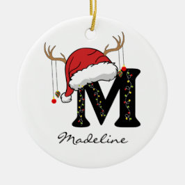 Adorno De Cerámica Custom Santa Monogram Ornament for Teachers