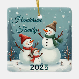 Adorno De Cerámica Custom Snowman Family Of Three