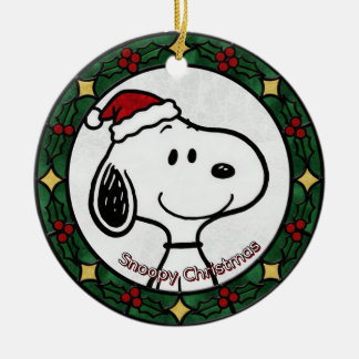 Adorno De Cerámica Custom Stained glass effect DOG'S name Christmas 
