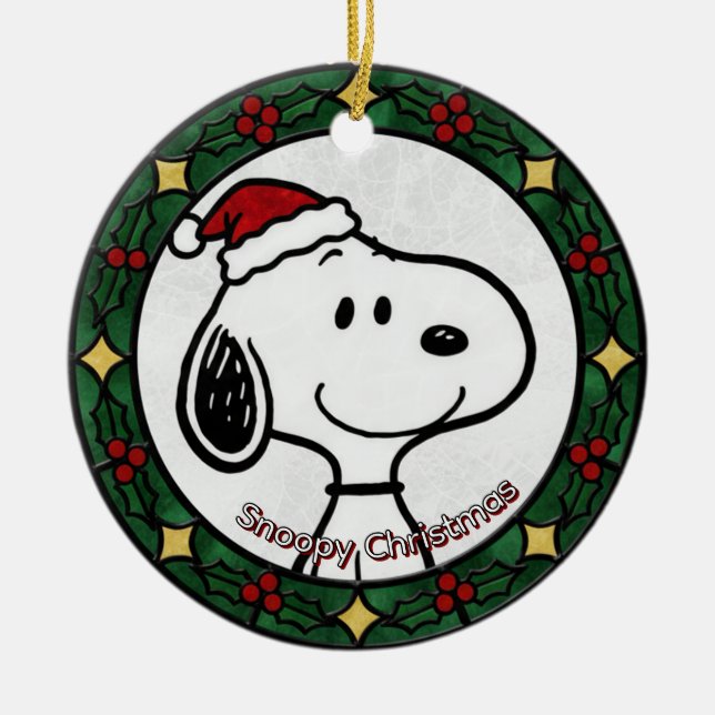 Adorno De Cerámica Custom Stained glass effect DOG'S name Christmas  (Frente)