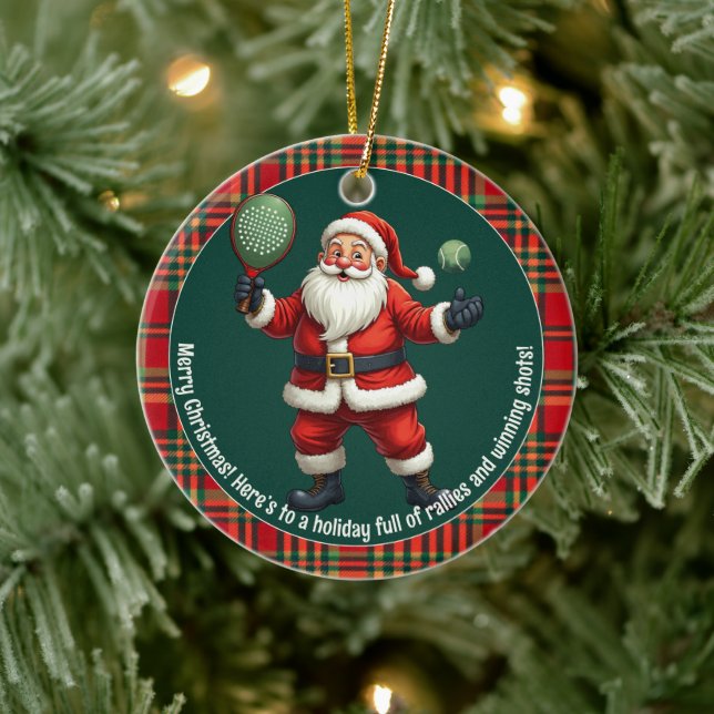 Adorno De Cerámica 🎾🎄Custom text, Deck the Court (Árbol)