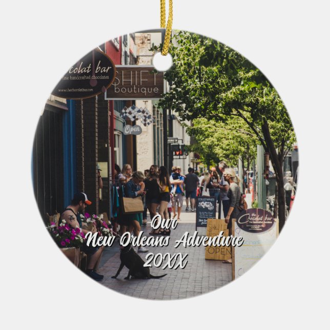 Adorno De Cerámica Custom Travel Photo Christmas Tree (Frente)