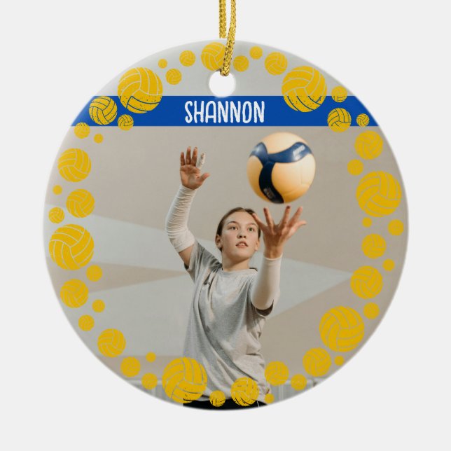 Adorno De Cerámica Custom Volleyball Picture Name Year  (Frente)
