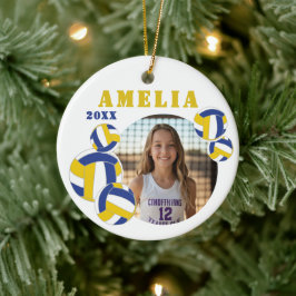 Adorno De Cerámica Custom Volleyball Player Photo Christmas Ornament