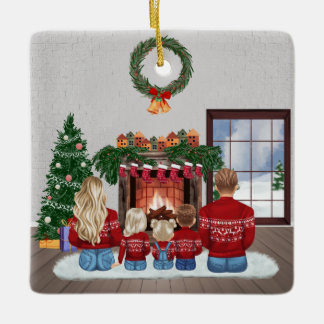 Adorno De Cerámica Customizable Christmas Family Portrait Gift