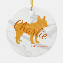 Adorno De Cerámica Customizable French Bulldog Pastel Orange Frenchie