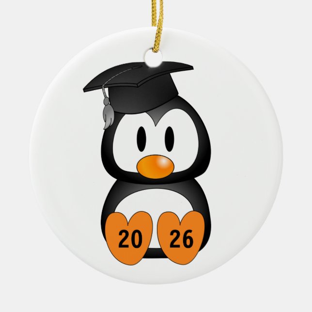 Adorno De Cerámica Customizable Graduation Penguin (Frente)