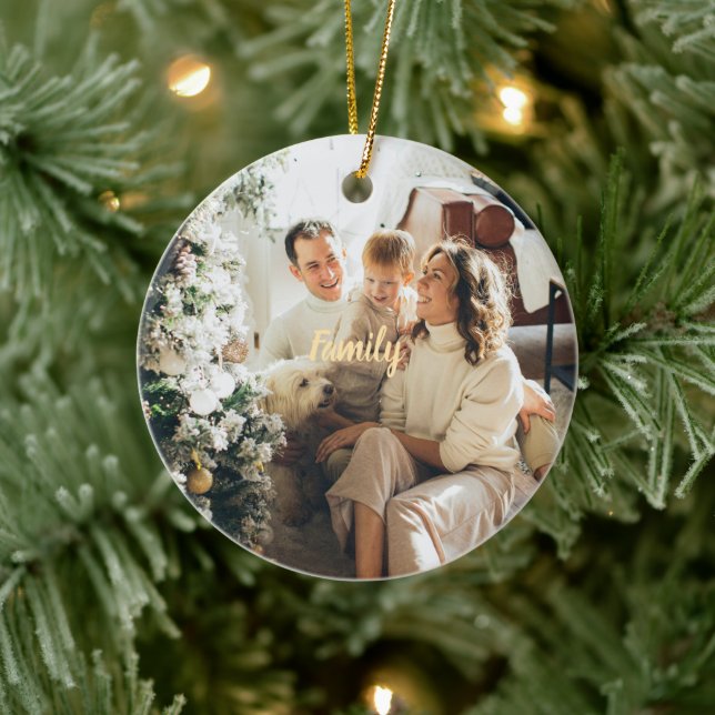 Adorno De Cerámica Customizable Lovely Family Christmas Ornament (Árbol)