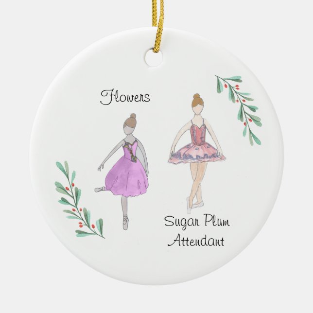 Adorno De Cerámica Customizable  Nutcracker Flowers/Sugar Plum  (Frente)