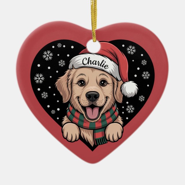 Adorno De Cerámica Customizable Pet Name Christmas (Frente)