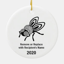 Adorno De Cerámica Customizable RBG Fly with Collar Ornament on Black