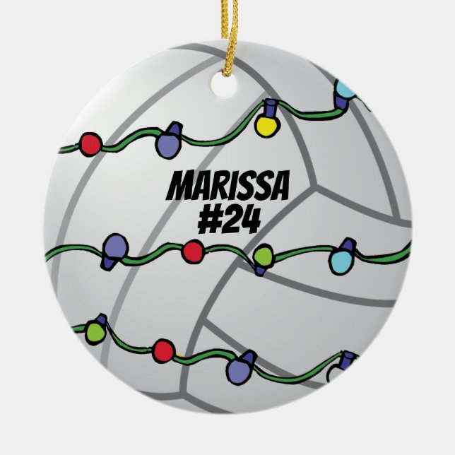 Adorno De Cerámica Customizable Volley Ball with Holiday Lights  (Frente)