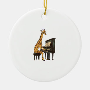 Adorno De Cerámica Cuta jirafa tocando piano jirafas música
