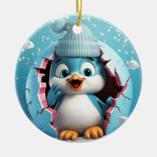 Adorno De Cerámica Cuta Navidad de pingüino en 3D