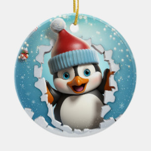 Adorno De Cerámica Cuta Navidad de pingüino en 3D