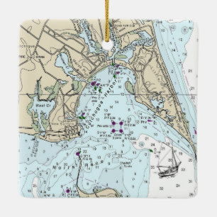 Adorno De Cerámica Cutchhogue Habor Nautical Chart