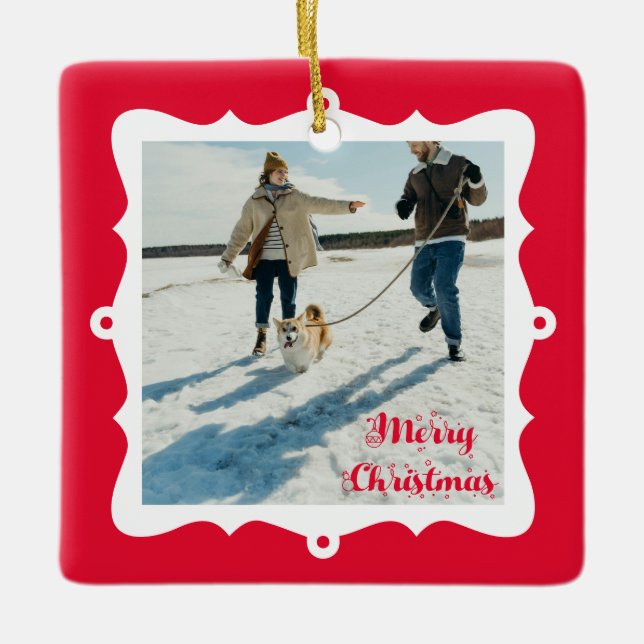 Adorno De Cerámica Cute 2 Photo Frame Christmas (Anverso)