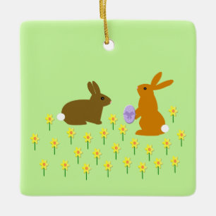 Adorno De Cerámica Cute Abundantes de Pascua y Daffodils Personalizad