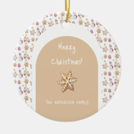 Adorno De Cerámica Cute acuarela Winter Glowes Snowman Cookies