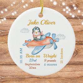 Adorno De Cerámica Cute Airplane Pingüino Bebé Estrellas Cerámica Orn