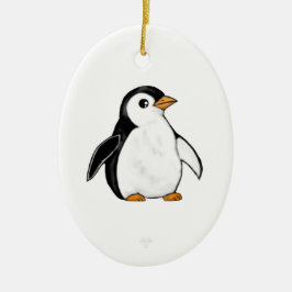 Adorno De Cerámica Cute and Chonky Penguin Snowflake Ornament