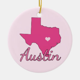 Adorno De Cerámica Cute Austin Texas Chica Pink