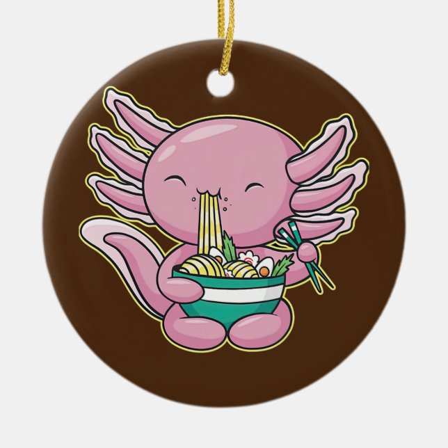Adorno De Cerámica Cute Axolotl Ramen Japonés Anime Noodles Teenage (Frente)