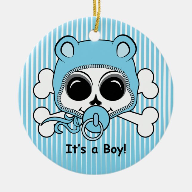 Adorno De Cerámica Cute Baby Boy Skull (Frente)