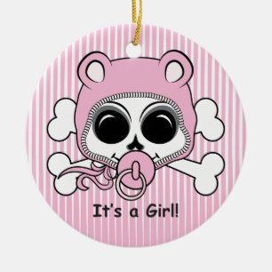 Adorno De Cerámica Cute Baby Girl Skull