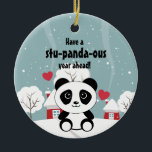 Adorno De Cerámica Cute Baby Panda In Winter Snow Grey<br><div class="desc">This cute panda bear design is great for kids birthdays.</div>