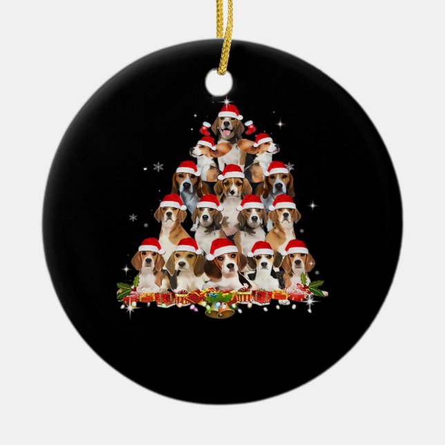 Adorno De Cerámica Cute Beagles Christmas Tree Dog Santa Xmas Tee Fun (Frente)