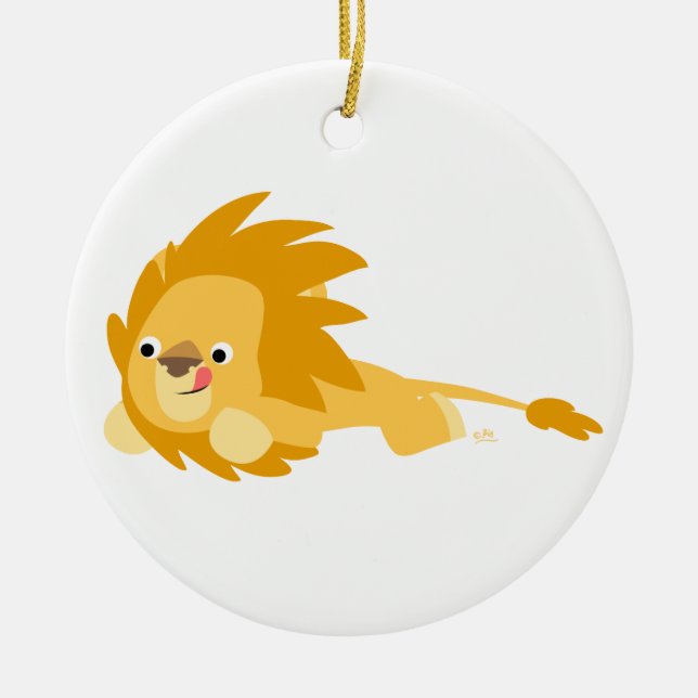 Adorno De Cerámica Cute Bouncy Personalizado Lion Ornament (Frente)