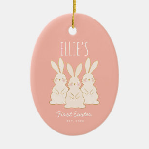 Adorno De Cerámica Cute Bunnies Personalizados Pascua