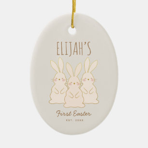 Adorno De Cerámica Cute Bunnies Personalizados Pascua