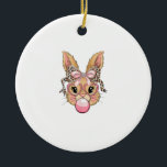 Adorno De Cerámica Cute Bunny Rabbit Face Leopard Glasses Girl Happy<br><div class="desc">Cute Bunny Rabbit Face Leopard Glasses Girl Happy Easter Day T-Shirt</div>