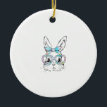 Adorno De Cerámica Cute Bunny Rabbit Face Tie Dye Glasses Girl Happy<br><div class="desc">Cute Bunny Rabbit Face Tie Dye Glasses Girl Happy Easter Day T-Shirt</div>