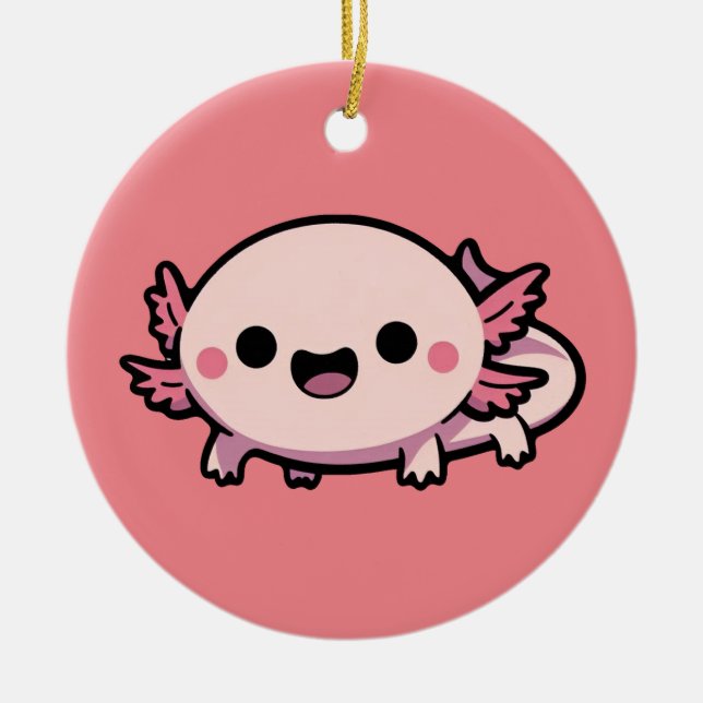Adorno De Cerámica Cute Chibi Axolotl (Frente)
