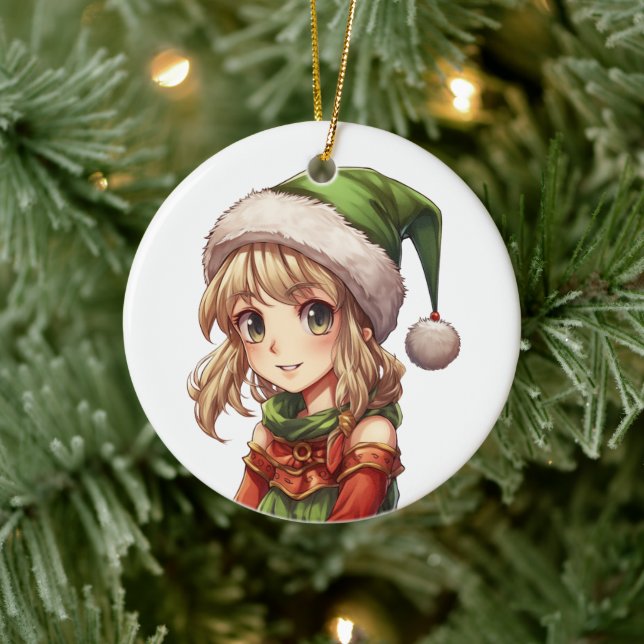 Adorno De Cerámica Cute Chica Elf (Árbol)