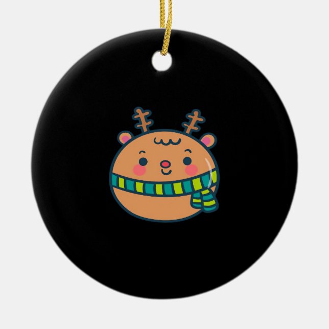 Adorno De Cerámica Cute Christmas Deer Festive Classic Design (Frente)