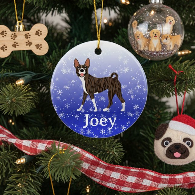 Adorno De Cerámica Cute Christmas Personalized  Basenji Brindle (Subido por el creador)