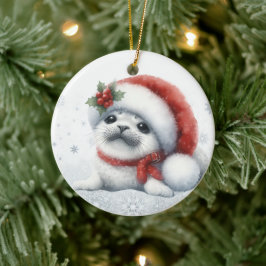 Adorno De Cerámica Cute Christmas Seal