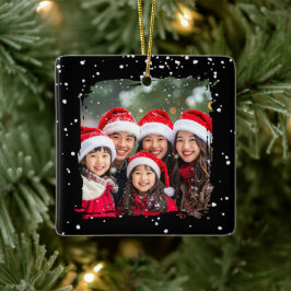 Adorno De Cerámica Cute Christmas Snow Family Photo