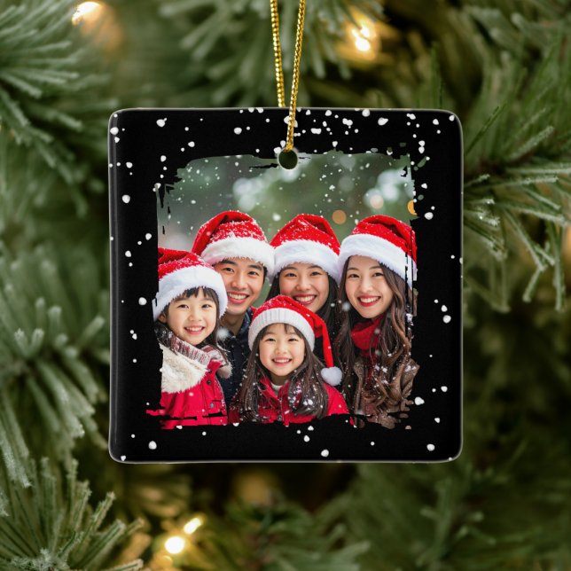 Adorno De Cerámica Cute Christmas Snow Family Photo (Árbol)