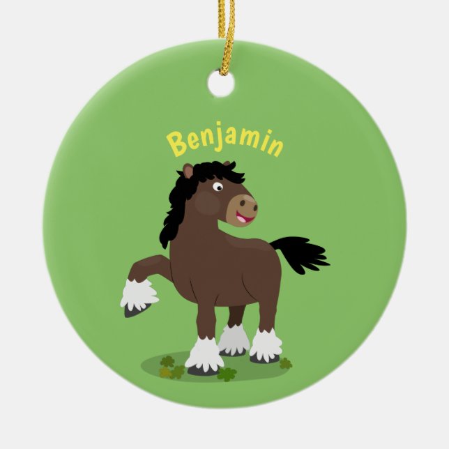 Adorno De Cerámica Cute Clydesdale personalizado de caballo ilustraci (Frente)